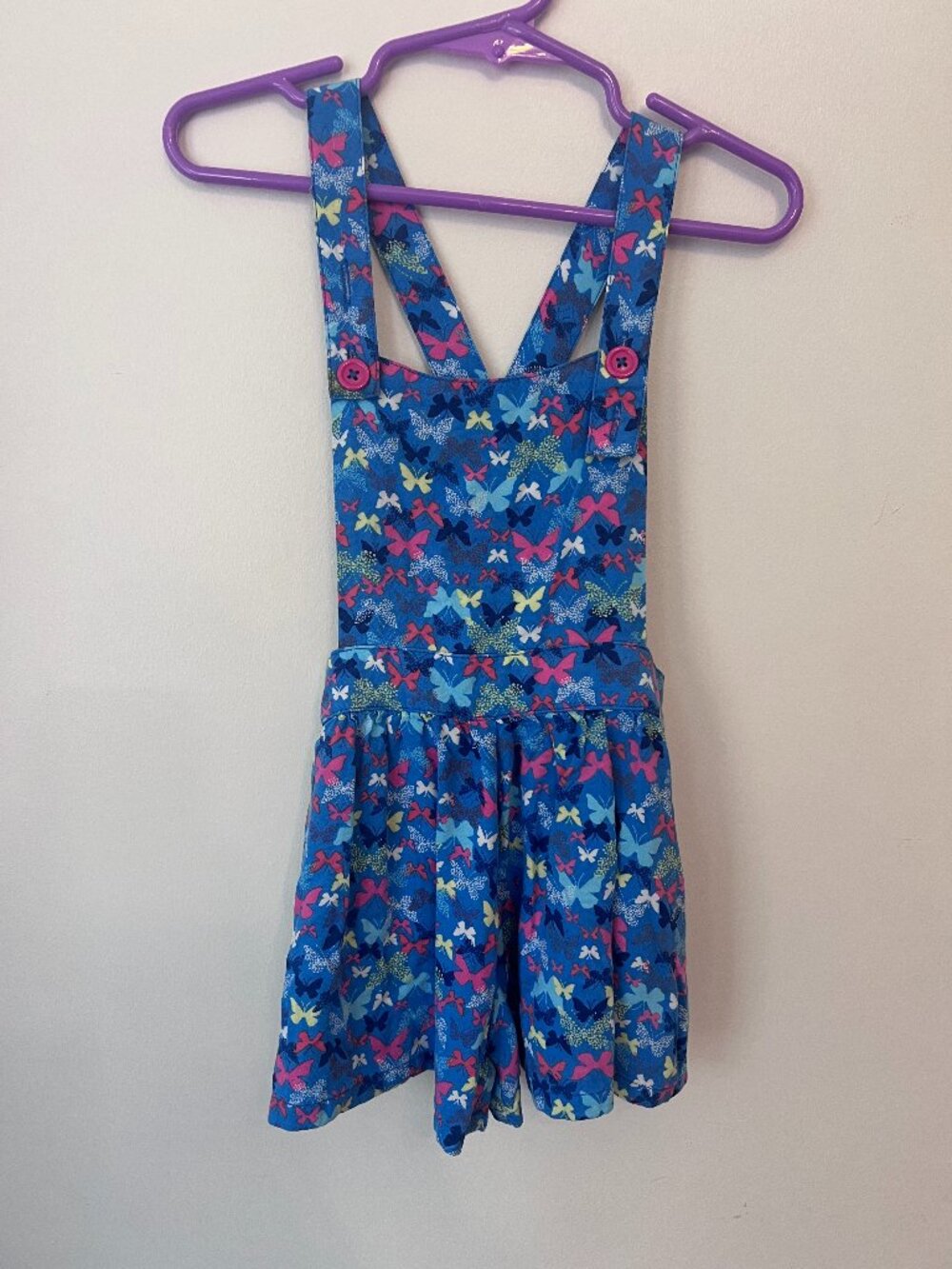 Est. 1989 Place Blue Butterfly Print Overall Skort / Romper Jumper 3T